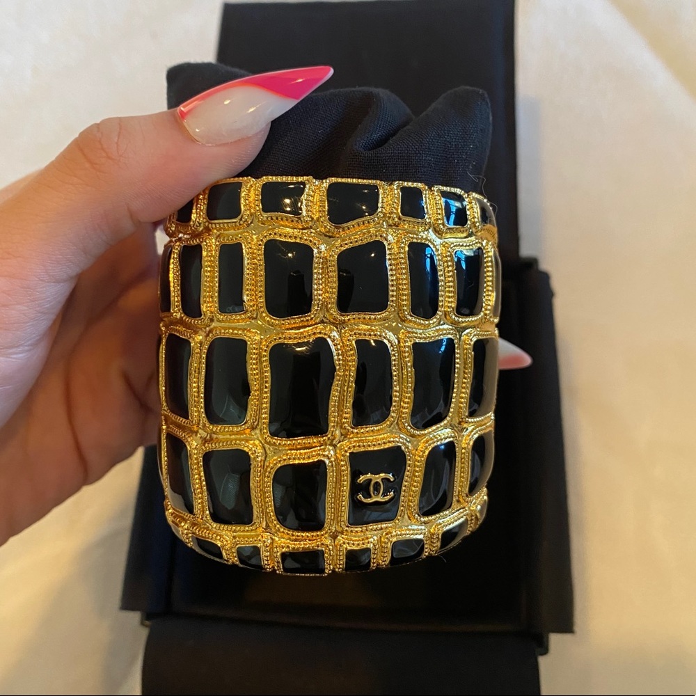 Black and gold Chanel cuff bracelet